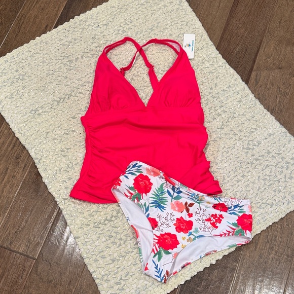 Beachsissi Other - Elegant Red Halter Tankini Set